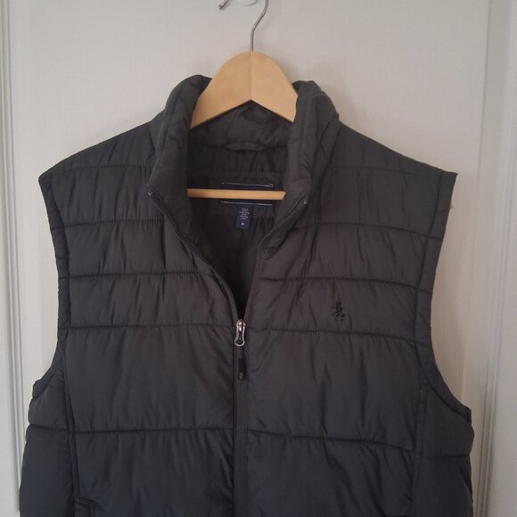 Izod Quilted Puffer Vest Men's Size Medium Grey Full Zipper Pockets - Picture 4 of 6